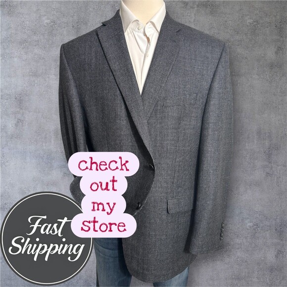RALPH LAUREN Mens Blazer 48L Wool Sport Coat Two Button Casual Jacket Gray - Picture 2 of 13